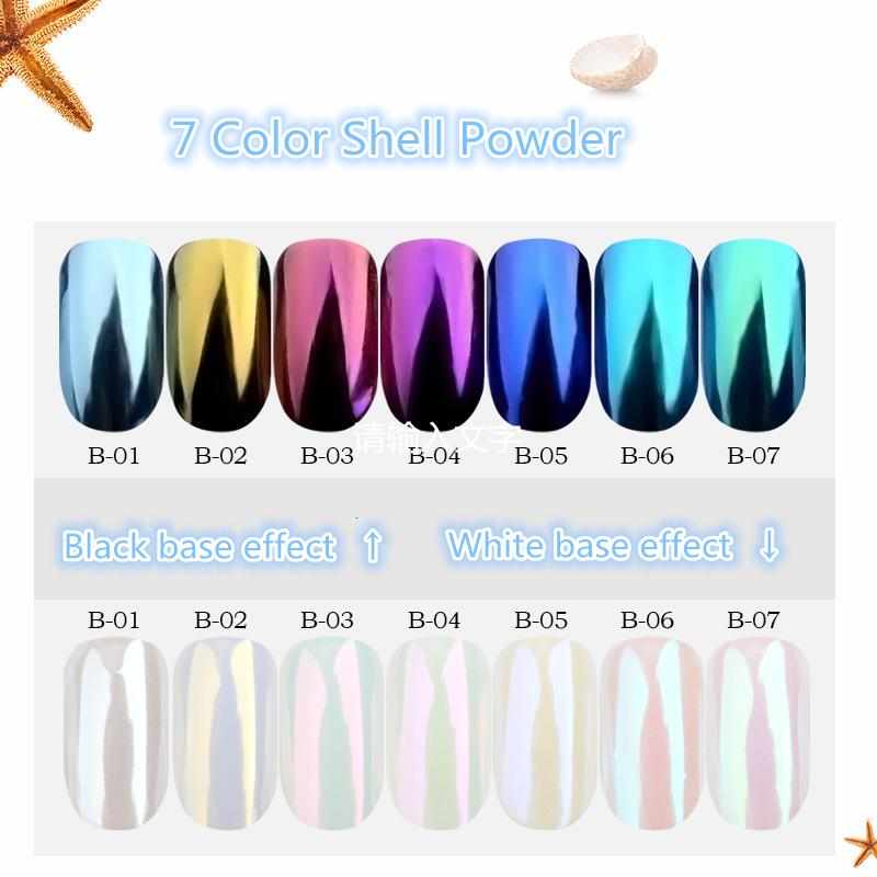 1 box Pearl Shell Chameleon Mirror Nail Powder Glitters DIY Shell Nail Art Chrome Pigment Dust Manicure Decoration