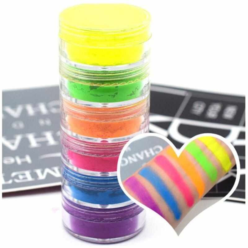 6 Color Lasting Shimmer Eyeshadow Pigment Nails Glitter Powder Super Shine Neon Powder Polishing Chrome Nail Art Decorations