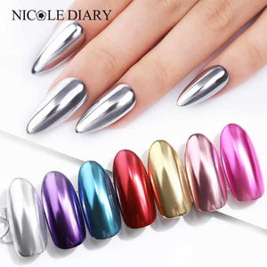 1 Box Mirror Nail Powder Rose Gold Champagne Silver Gold Chrome Nail Art Glitter Pigment Dust Manicure Nail Art Decoration