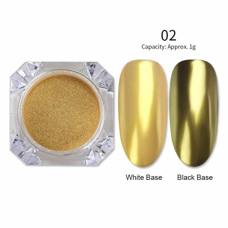 1 Box Mirror Nail Powder Rose Gold Champagne Silver Gold Chrome Nail Art Glitter Pigment Dust Manicure Nail Art Decoration