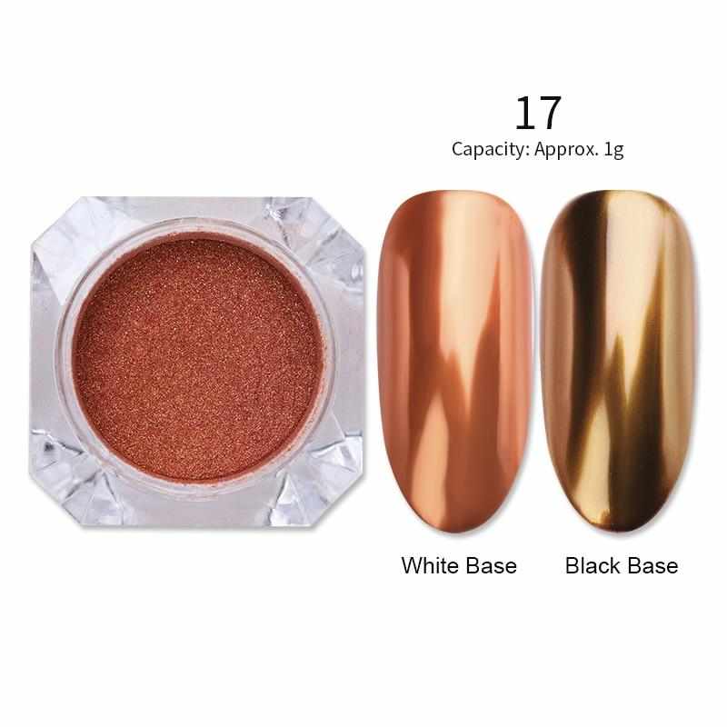 1 Box Mirror Nail Powder Rose Gold Champagne Silver Gold Chrome Nail Art Glitter Pigment Dust Manicure Nail Art Decoration