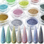 Gradient Laser Mirror Glitter Powder Holographic Sequins Nail Art Chrome Pigment Sparkly Paillette Manicure Decoration JI1028