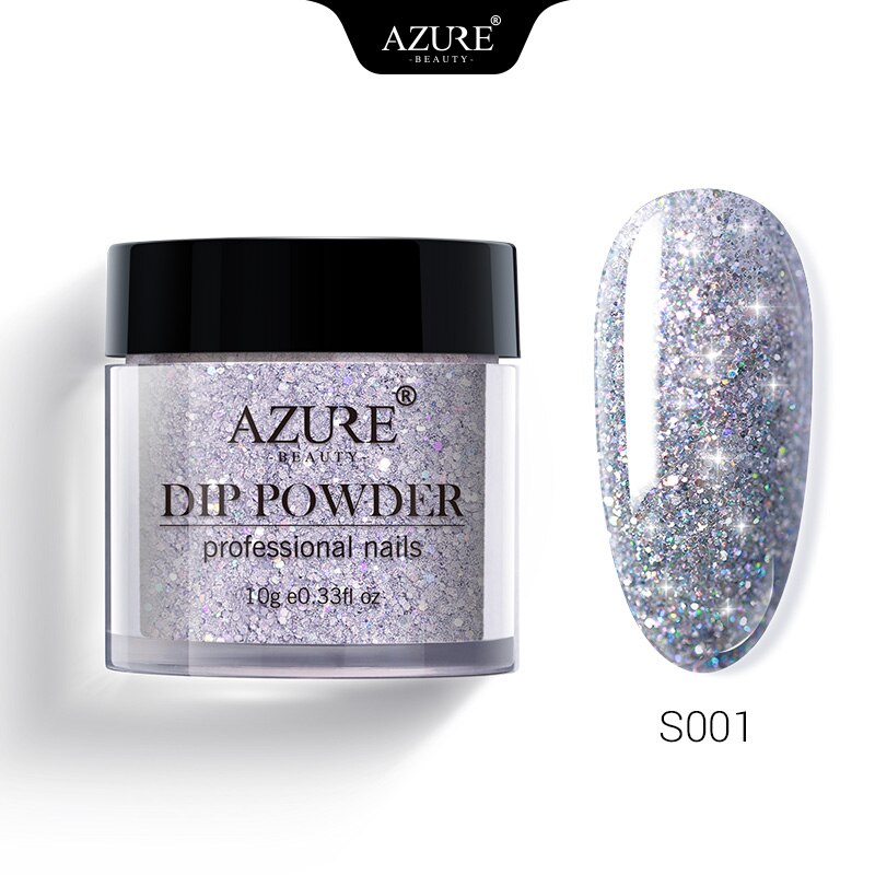 AZURE BEAUTY Holographic Glitter Dipping Powder Nail Art Gradient Color Sparkly Dip Powder Shiny Glitter Dip System Powder