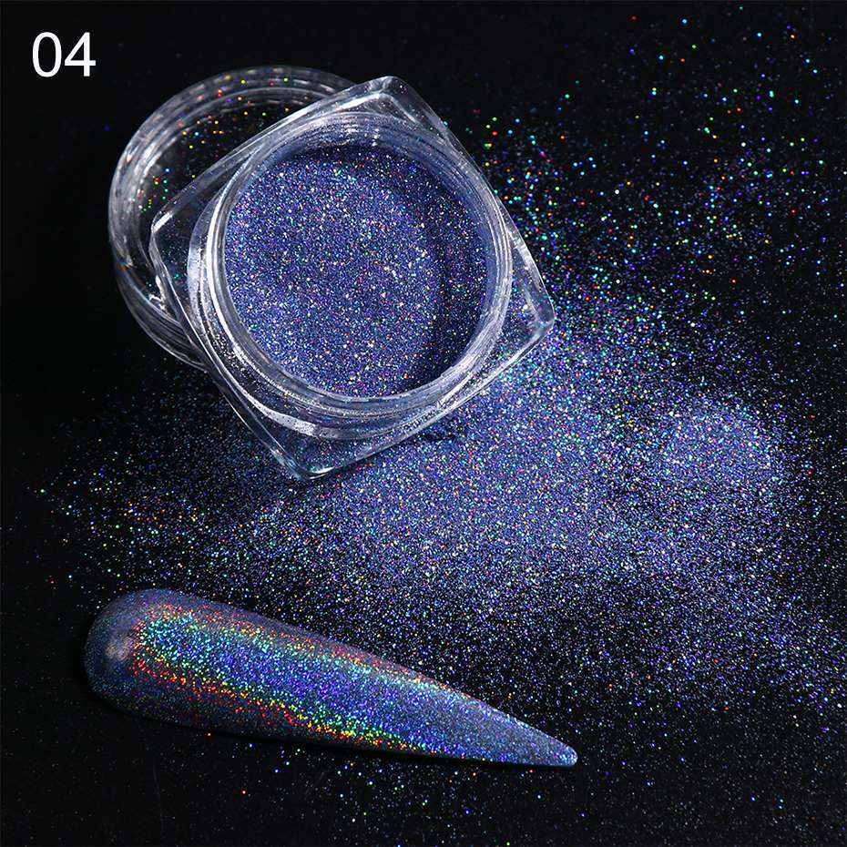 Holographic Laser Glitter Powder Nail Art Pigment Shining Gradient Dipping Sequin Mirror Chorme SpangleNail Polish Dust LY1028-1