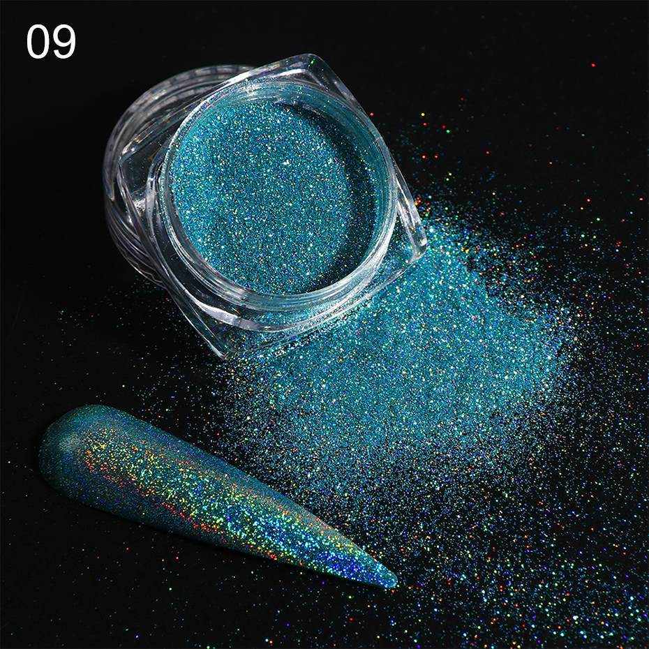 Holographic Laser Glitter Powder Nail Art Pigment Shining Gradient Dipping Sequin Mirror Chorme SpangleNail Polish Dust LY1028-1