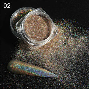 Holographic Laser Glitter Powder Nail Art Pigment Shining Gradient Dipping Sequin Mirror Chorme SpangleNail Polish Dust LY1028-1