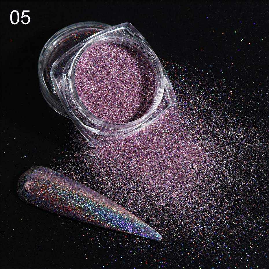 Holographic Laser Glitter Powder Nail Art Pigment Shining Gradient Dipping Sequin Mirror Chorme SpangleNail Polish Dust LY1028-1