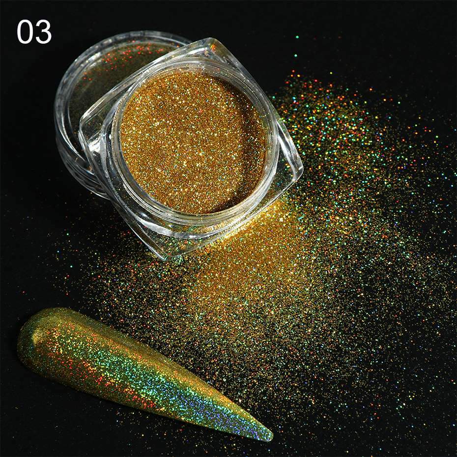 Holographic Laser Glitter Powder Nail Art Pigment Shining Gradient Dipping Sequin Mirror Chorme SpangleNail Polish Dust LY1028-1