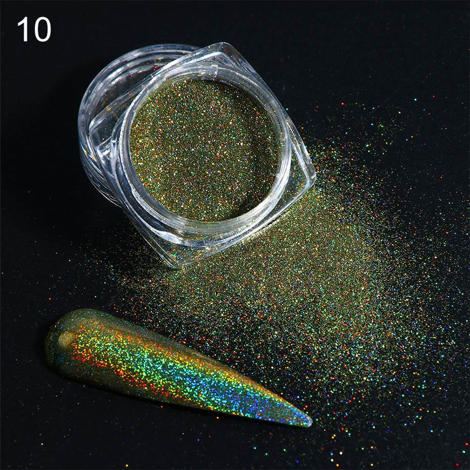 Holographic Laser Glitter Powder Nail Art Pigment Shining Gradient Dipping Sequin Mirror Chorme SpangleNail Polish Dust LY1028-1