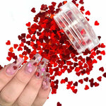 1Box Red Nail Glitter Flakes Love Heart Shape Slider Shining Sequins For Nail Art Paillette Manicure 3D Nails Decor LALB200-1000