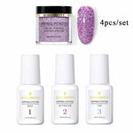 BORN PRETTY Holographic Dipping Nail Powder Glitter Without Lamp Dip Nail Powder Base Top Activator Nail Kit Nail Art Decoration