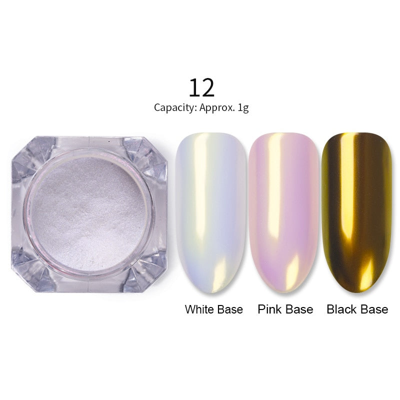 1 Box Pearl Nail Glitter Powder Shiny Mirror Holographic Neon Shimmer Pigment Powder Dust Manicure Nail Art Decorations