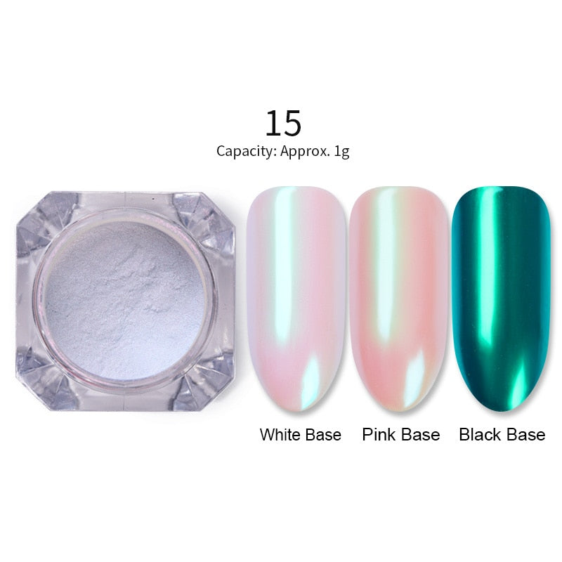 1 Box Pearl Nail Glitter Powder Shiny Mirror Holographic Neon Shimmer Pigment Powder Dust Manicure Nail Art Decorations