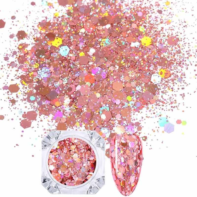 1 Box Holographics Nail Glitter Powder MIxed Butterfly Star Colorful Irregular Flakes Sequins Nail Art Decorations Palliette