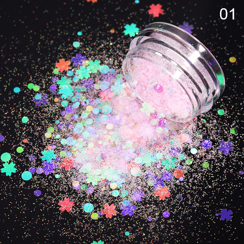 1 Box Holographics Nail Glitter Powder MIxed Butterfly Star Colorful Irregular Flakes Sequins Nail Art Decorations Palliette