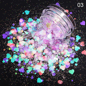 1 Box Holographics Nail Glitter Powder MIxed Butterfly Star Colorful Irregular Flakes Sequins Nail Art Decorations Palliette