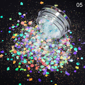 1 Box Holographics Nail Glitter Powder MIxed Butterfly Star Colorful Irregular Flakes Sequins Nail Art Decorations Palliette