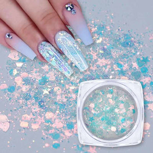 1 Box Holographics Nail Glitter Powder MIxed Butterfly Star Colorful Irregular Flakes Sequins Nail Art Decorations Palliette