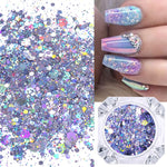 1 Box Holographics Nail Glitter Powder MIxed Butterfly Star Colorful Irregular Flakes Sequins Nail Art Decorations Palliette