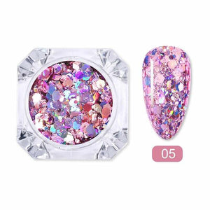 1 Box Holographics Nail Glitter Powder MIxed Butterfly Star Colorful Irregular Flakes Sequins Nail Art Decorations Palliette