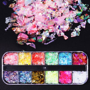 1 Box Holographics Nail Glitter Powder MIxed Butterfly Star Colorful Irregular Flakes Sequins Nail Art Decorations Palliette