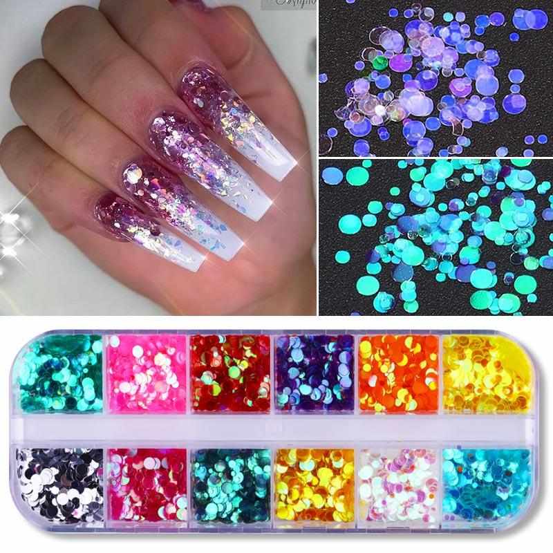 1 Box Holographics Nail Glitter Powder MIxed Butterfly Star Colorful Irregular Flakes Sequins Nail Art Decorations Palliette