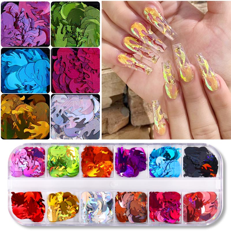 1 Box Holographics Nail Glitter Powder MIxed Butterfly Star Colorful Irregular Flakes Sequins Nail Art Decorations Palliette