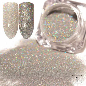 1g Holographic Nail Glitter Powder Gold Sliver Pigment Shinny Chrome Dust Nail Art DIY Decoration For Gel Polishs Nails