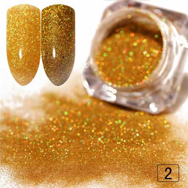 1g Holographic Nail Glitter Powder Gold Sliver Pigment Shinny Chrome Dust Nail Art DIY Decoration For Gel Polishs Nails