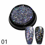 1 bottle Laser silver Broken Paillette Nail Glitter Summer Charms Designs DIY Irregular Sequins Nail Dust Powder GLS1-24#