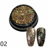 1 bottle Laser silver Broken Paillette Nail Glitter Summer Charms Designs DIY Irregular Sequins Nail Dust Powder GLS1-24#