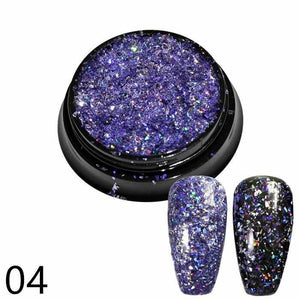 1 bottle Laser silver Broken Paillette Nail Glitter Summer Charms Designs DIY Irregular Sequins Nail Dust Powder GLS1-24#