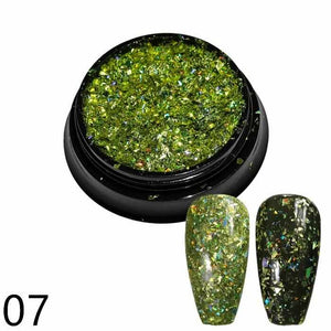 1 bottle Laser silver Broken Paillette Nail Glitter Summer Charms Designs DIY Irregular Sequins Nail Dust Powder GLS1-24#