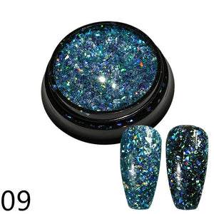 1 bottle Laser silver Broken Paillette Nail Glitter Summer Charms Designs DIY Irregular Sequins Nail Dust Powder GLS1-24#