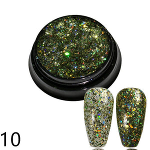 1 bottle Laser silver Broken Paillette Nail Glitter Summer Charms Designs DIY Irregular Sequins Nail Dust Powder GLS1-24#