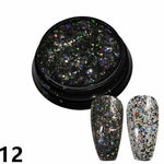 1 bottle Laser silver Broken Paillette Nail Glitter Summer Charms Designs DIY Irregular Sequins Nail Dust Powder GLS1-24#