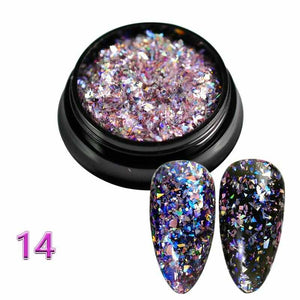 1 bottle Laser silver Broken Paillette Nail Glitter Summer Charms Designs DIY Irregular Sequins Nail Dust Powder GLS1-24#