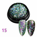 1 bottle Laser silver Broken Paillette Nail Glitter Summer Charms Designs DIY Irregular Sequins Nail Dust Powder GLS1-24#