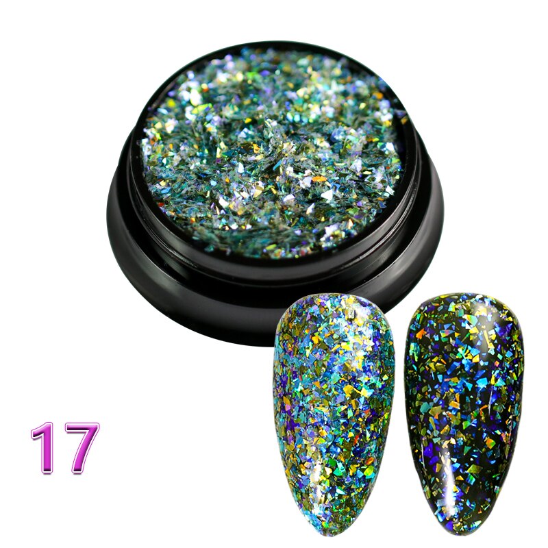 1 bottle Laser silver Broken Paillette Nail Glitter Summer Charms Designs DIY Irregular Sequins Nail Dust Powder GLS1-24#