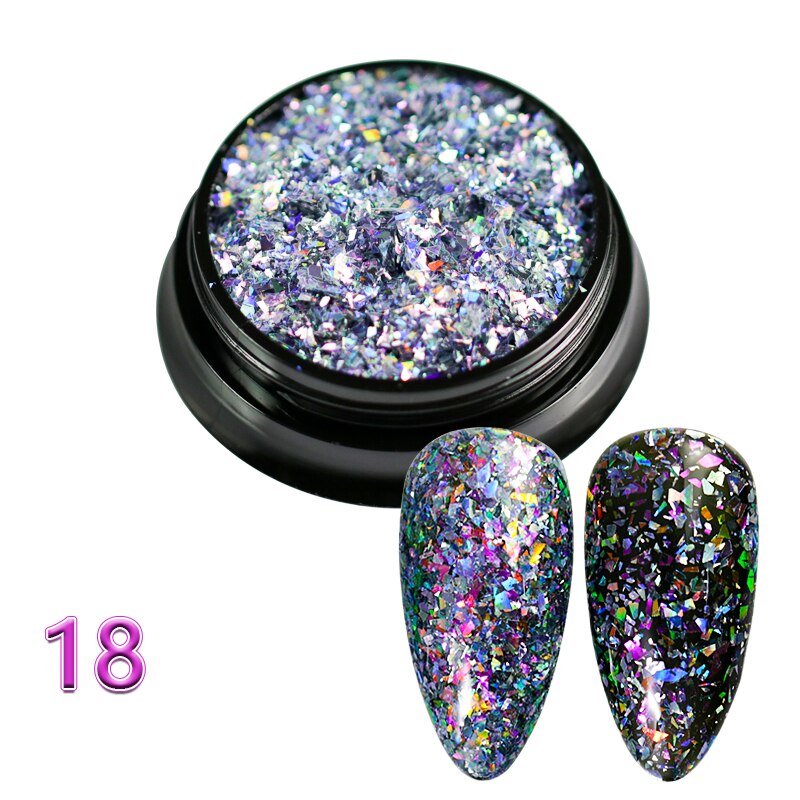 1 bottle Laser silver Broken Paillette Nail Glitter Summer Charms Designs DIY Irregular Sequins Nail Dust Powder GLS1-24#