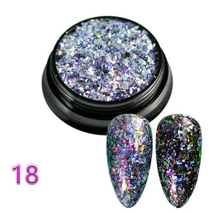 1 bottle Laser silver Broken Paillette Nail Glitter Summer Charms Designs DIY Irregular Sequins Nail Dust Powder GLS1-24#