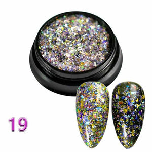 1 bottle Laser silver Broken Paillette Nail Glitter Summer Charms Designs DIY Irregular Sequins Nail Dust Powder GLS1-24#