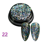 1 bottle Laser silver Broken Paillette Nail Glitter Summer Charms Designs DIY Irregular Sequins Nail Dust Powder GLS1-24#