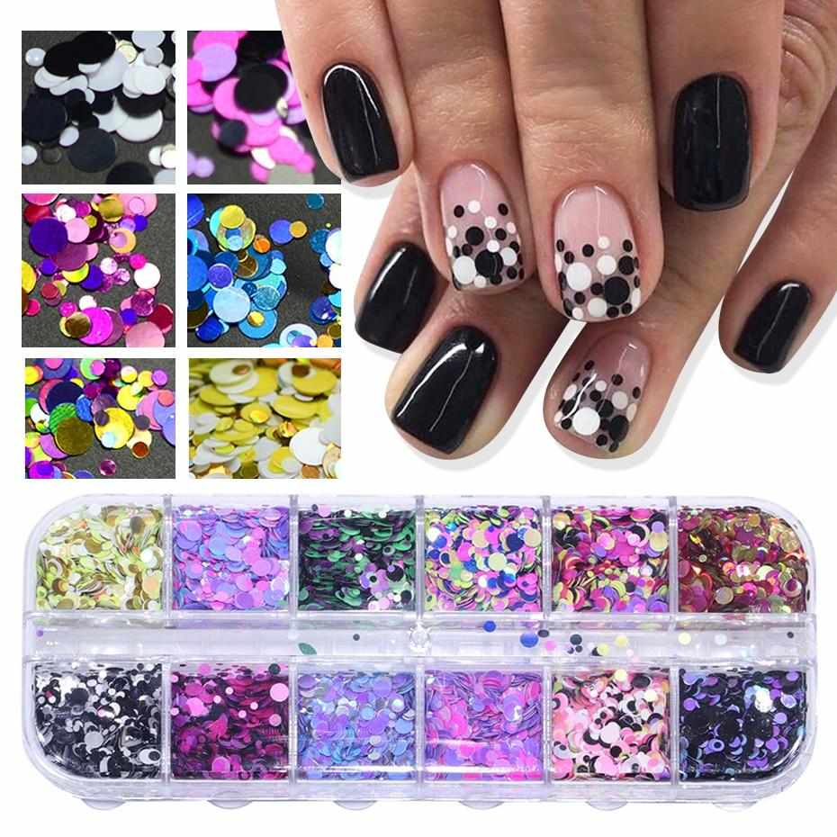 1Set Ultrathin Sequins Nail Art Glitter Mini Paillette Colorful Round 3d Nail Decorations Mixed Size Manicure Accessories BEP-1