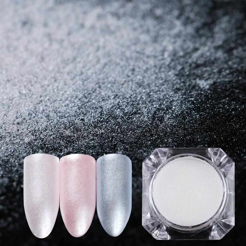 1.5g/Box Nail Powder Glitter Pearl Shell Shinny White Colors Pigment Dust Shimmer Nail Art Powder Decorations DIY