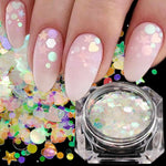 1 box Holographic Nail Glitter Mix Star Round Heart Flakes Mermaid Mirror Irregular Paillette DIY Sequins Nail Art Decor TR680-1