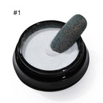 2g Shining Sugar Nail Powder White Black Nail Glitter Pigment Dust Holographic Laser for Gel Polish Decoration Tips