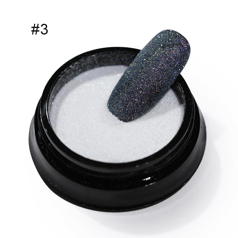 2g Shining Sugar Nail Powder White Black Nail Glitter Pigment Dust Holographic Laser for Gel Polish Decoration Tips