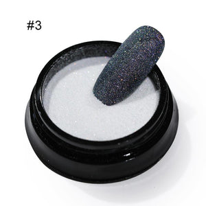 2g Shining Sugar Nail Powder White Black Nail Glitter Pigment Dust Holographic Laser for Gel Polish Decoration Tips