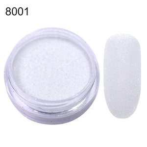 2g Shining Sugar Nail Powder White Black Nail Glitter Pigment Dust Holographic Laser for Gel Polish Decoration Tips